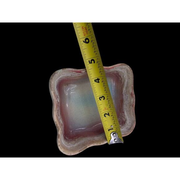Earthenware Pottery Soap Dish Square USA Made Vintage Pink Green Tan Vintage 5" - Picture 8 of 11